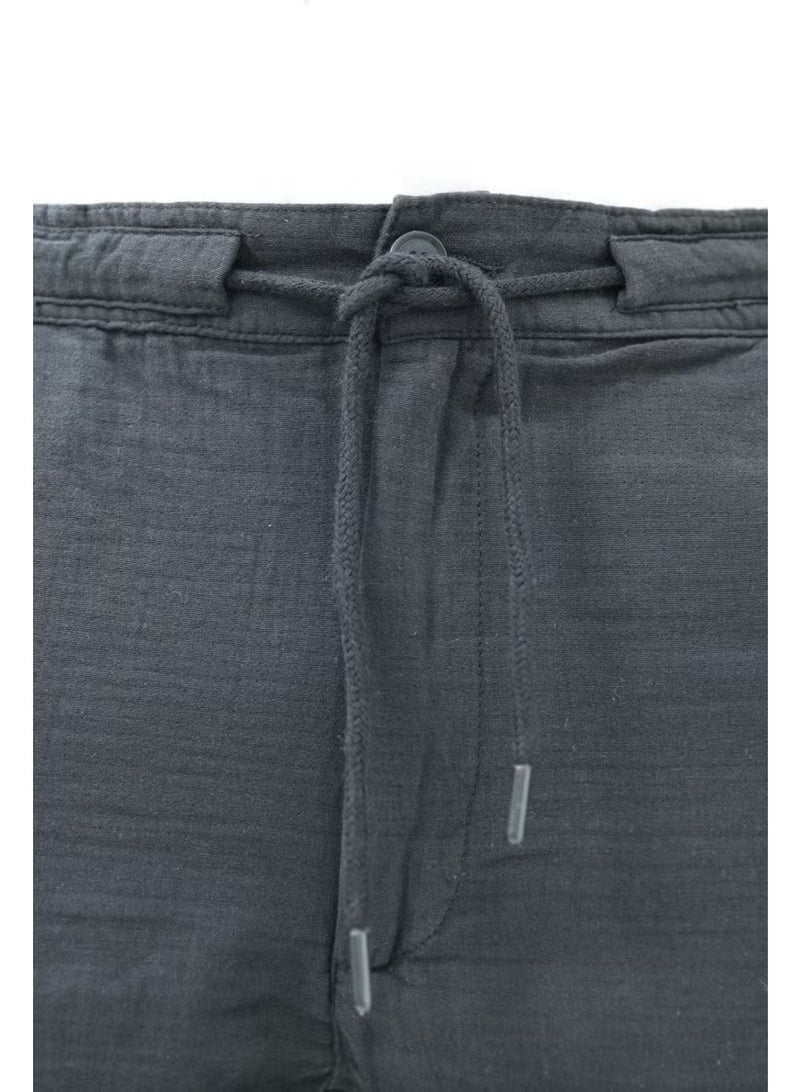 Cool Tarz Cool Style Men's Black Musli Laced Linen Shorts - Image 3